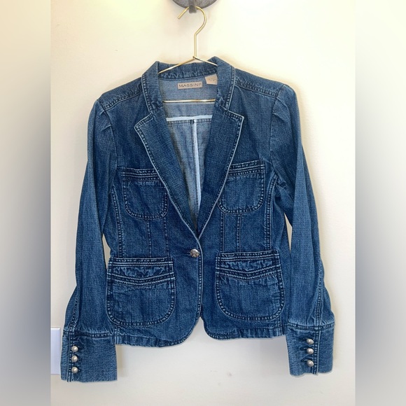 Massini Jackets & Blazers - Y2K Massini Denim Blazer Jacket Fitted Jean Jacket Size M